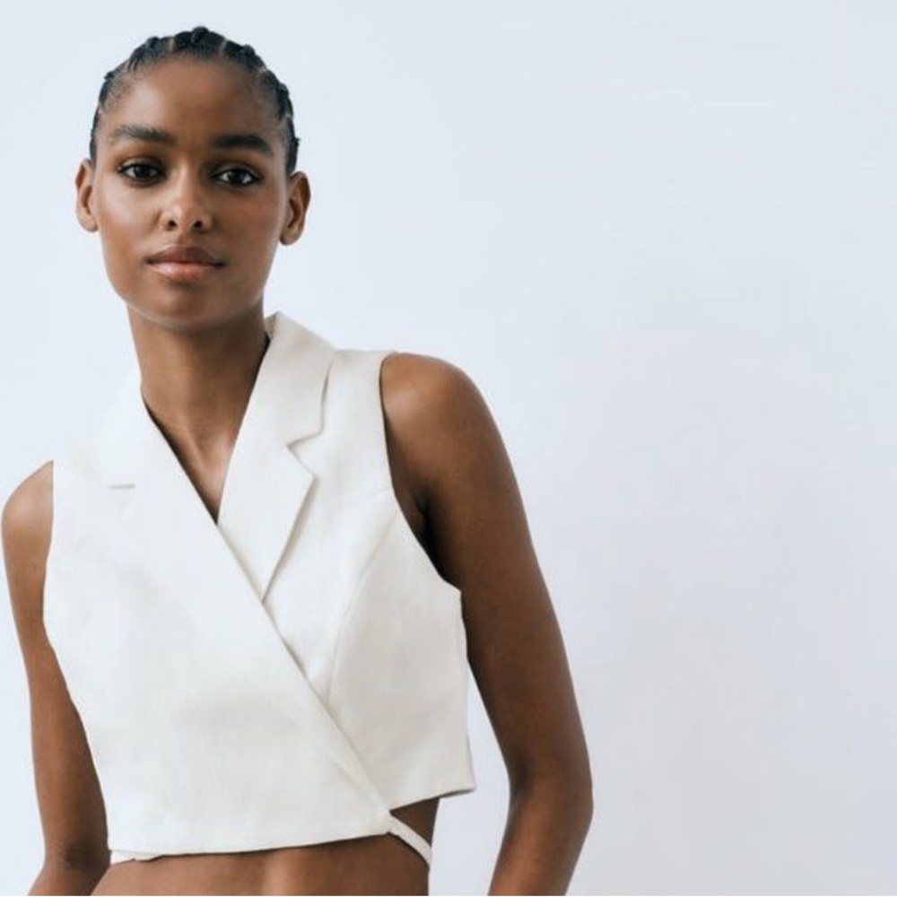 Zara Cream and Light Blue Apparel